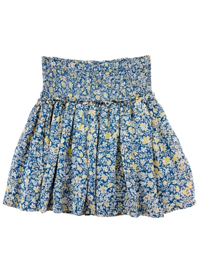 Part Two blue floral skirt Small Pull On smocked stretch Ditsy Floral Summer